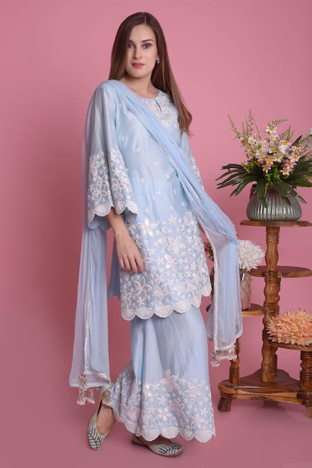 Surabhi Arya Silk Chanderi Kurta Sharara Set 