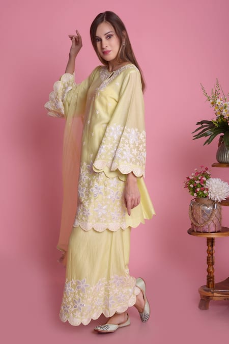 Surabhi Arya Silk Chanderi Kurta Sharara Set 