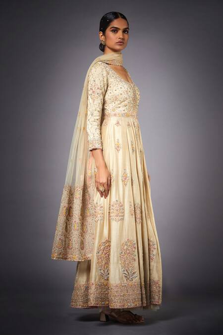 RI.Ritu Kumar Beige Anarkali Silk Lining Viscose Skirt Viscose Dupatta Embroidered Set Online at Aza Fashions RI.Ritu Kumar_Beige Anarkali Silk Lining Viscose Skirt Viscose Dupatta Embroidered Set _Online_at_Aza_Fashions