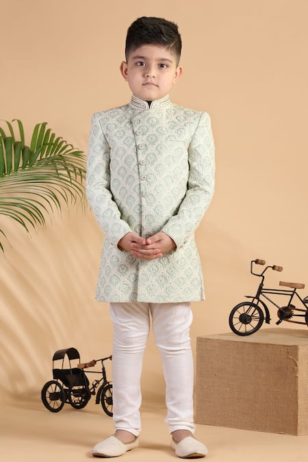 Kora By Nilesh Mitesh Embroidered Sherwani & Churidar Set 