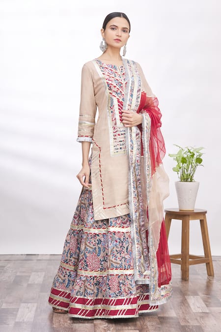 PAC FASHION CLOTHING Chanderi Silk Printed Kurta Set 