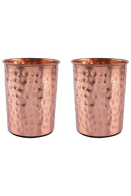 Shop_Kaksh Studio_Gold Copper Gulmar Jug And Glass Of 3_Online_at_Aza_Fashions