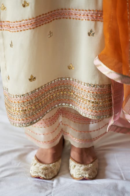 Shop Kanika Sharma Beige Kurta Burberry Salwar Satin Dupatta Embroidered Set Online at Aza Fashions Shop_Kanika Sharma_Beige Kurta Burberry Salwar Satin Dupatta Embroidered Set _Online_at_Aza_Fashions