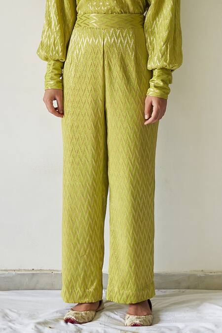 Kanika Sharma_Green Georgette Round Leheriya Jumpsuit _at_Aza_Fashions