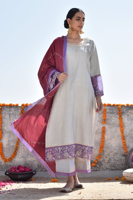 Kanika Sharma Hand Embroidered Kurta Palazzo Set 