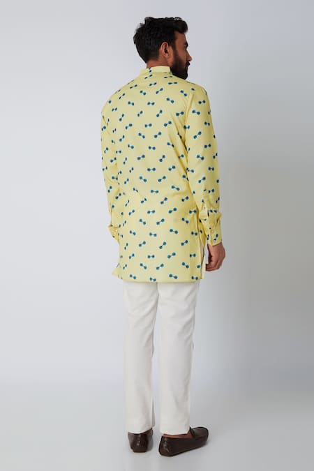 Shop Spring Break Yellow Rayon Printed Kurta at Aza Fashions Shop_Spring Break_Yellow Rayon Printed Kurta _at_Aza_Fashions