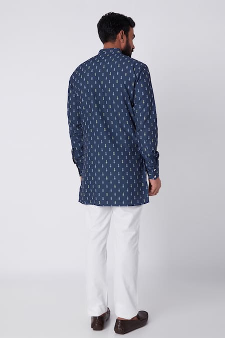 Shop Spring Break Blue Rayon Printed Kurta at Aza Fashions Shop_Spring Break_Blue Rayon Printed Kurta _at_Aza_Fashions