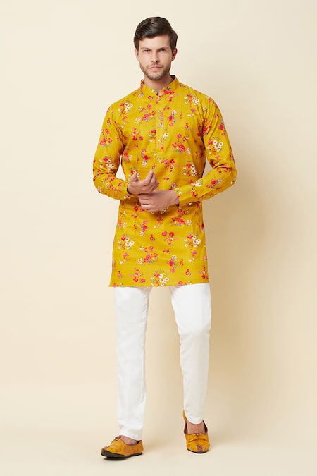 SPRING BREAK Linen Printed Kurta For Kids