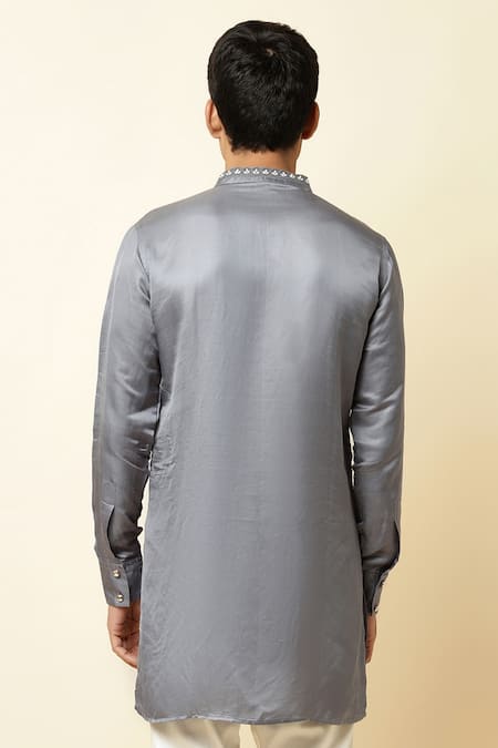 Spring Break Linen Satin Embroidered Kurta 