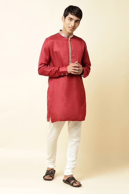 Spring Break Linen Satin Embroidered Kurta 