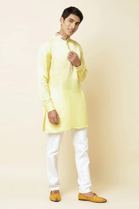 Spring Break Linen Satin Embroidered Kurta 