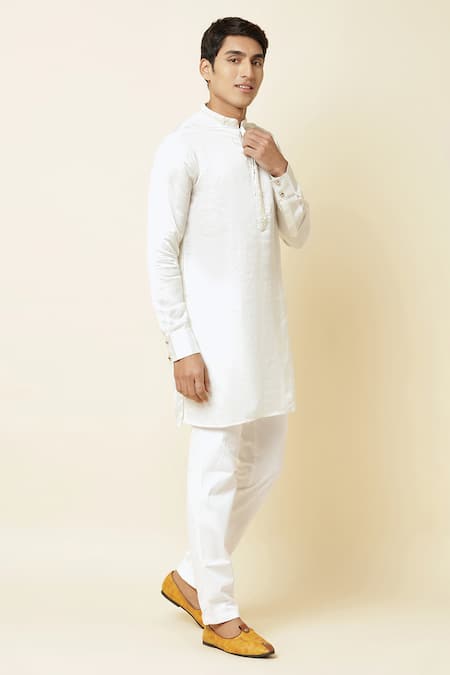 SPRING BREAK Linen Satin Embroidered Kurta For Kids