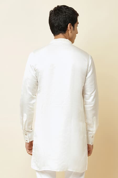 Spring Break Linen Satin Embroidered Kurta 