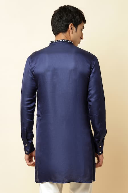 Spring Break Linen Satin Embroidered Kurta 