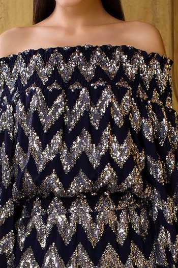 Kangana Trehan Blue Georgette Off Shoulder Sequin Embellished Dress at Aza Fashions Kangana Trehan_Blue Georgette Off Shoulder Sequin Embellished Dress_at_Aza_Fashions