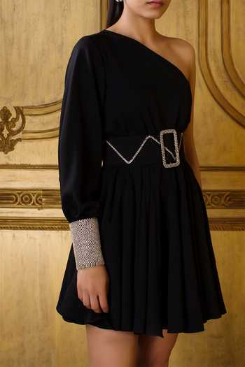 one shoulder skater dress One Shoulder Sequin Skater Dress