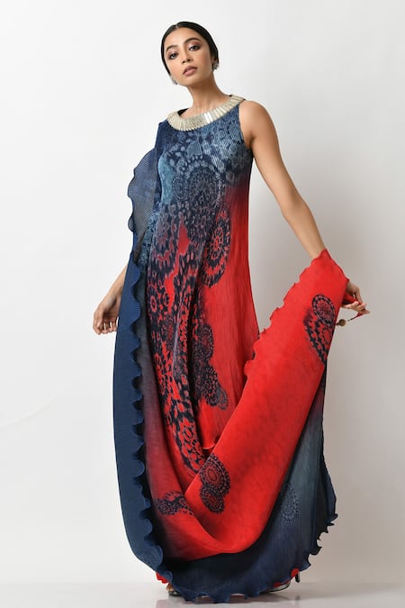 Kiran Uttam Ghosh Ombre Batik Print Gown 