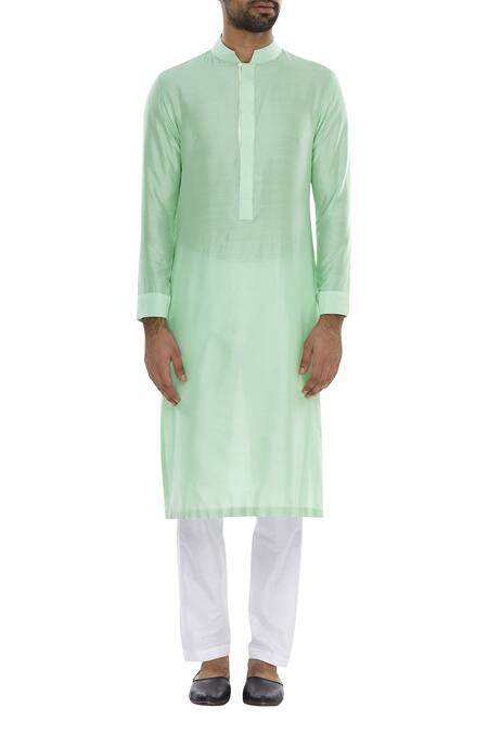 Shop_Kunal Anil Tanna_Blue Spun Silk Embroidered Geometric Pattern Bundi Jacket With Kurta  _Online_at_Aza_Fashions