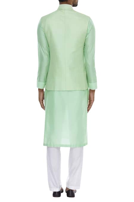 Kunal Anil Tanna Geometric Pattern Bundi Jacket With Kurta 
