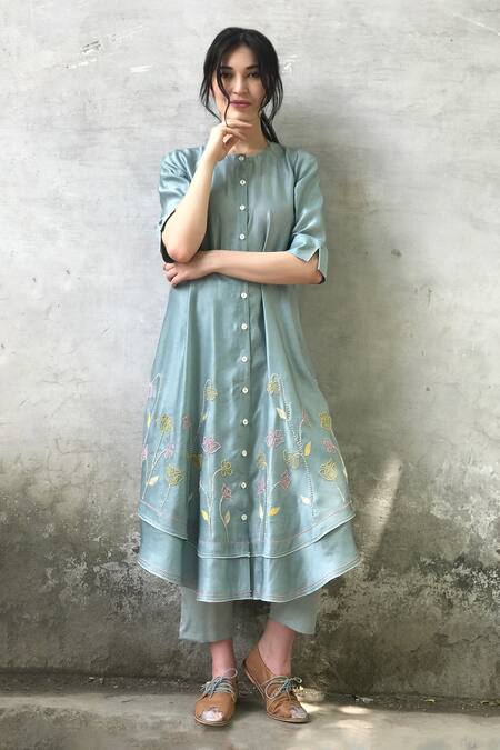 I Am Design Gold Silk Round Embroidered Kurta Set Online at Aza Fashions I Am Design_Gold Silk Round Embroidered Kurta Set _Online_at_Aza_Fashions