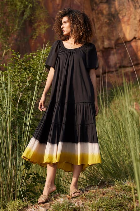 Kharakapas Dusty Ink Tiered Dress 