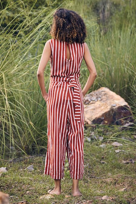 Kharakapas A Little Love Stripe Pattern Jumpsuit 