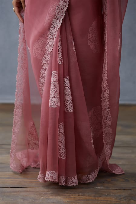 Shop_Torani_Pink Silk Organza Saree  _Online_at_Aza_Fashions