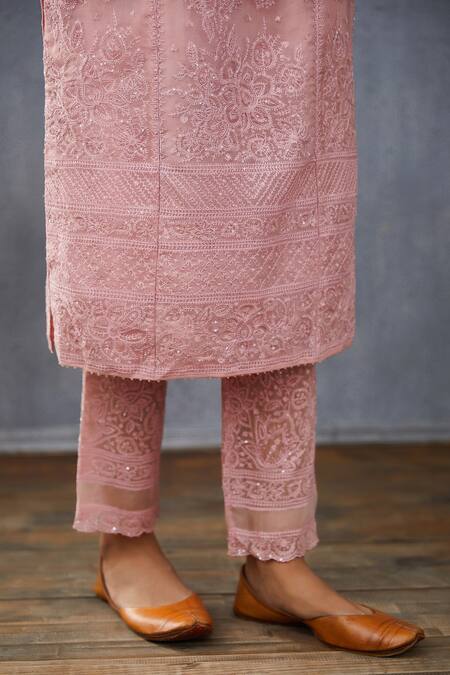 Shop Torani Pink Silk Organza Gulbahar Shabnam Kurta Online at Aza Fashions Shop_Torani_Pink Silk Organza Gulbahar Shabnam Kurta_Online_at_Aza_Fashions