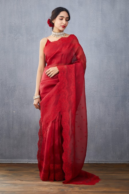 Torani Silk Organza Surkh Anahita Saree 