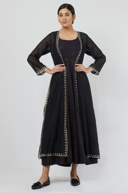 Brij Chanderi Kalidar Dress & Jacket Set 