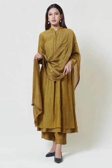 Brij Kora Chanderi Kurta Pant Set 