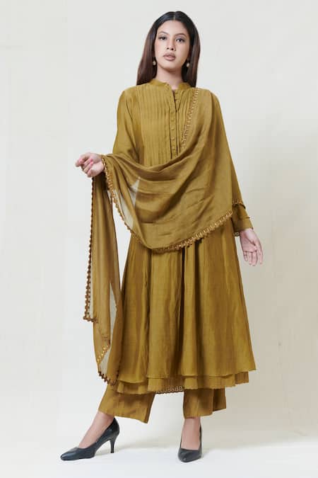 Brij Kora Chanderi Kurta Pant Set 