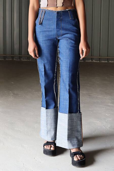 Buy Leh Studios Blue Canvas Denim Jeans Online at Aza Fashions Buy_Leh Studios_Blue Canvas Denim Jeans_Online_at_Aza_Fashions