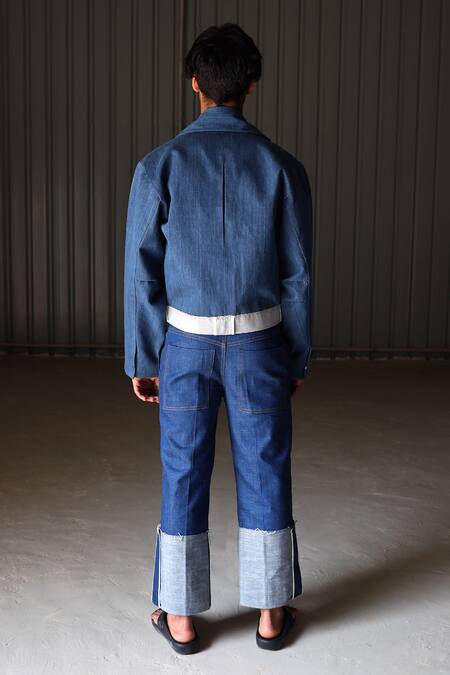Shop_Leh Studios_Blue Canvas Denim Jeans  _at_Aza_Fashions