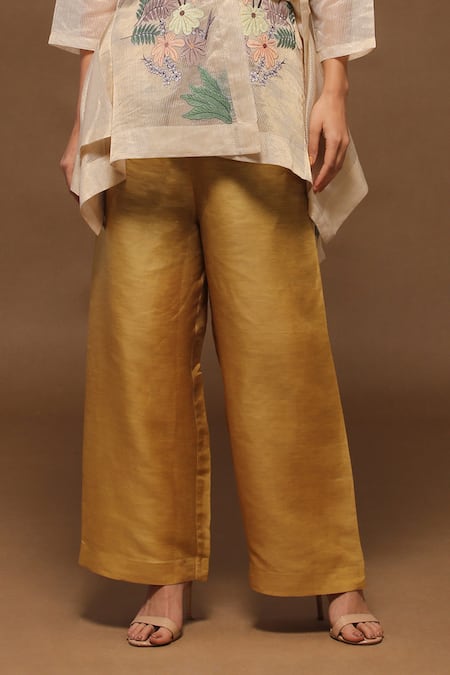 Oja White Bustier Satin, Jacket Handloom Tissue Silk, Pant And Set Online at Aza Fashions Oja_White Bustier Satin, Jacket Handloom Tissue Silk, Pant And Set _Online_at_Aza_Fashions