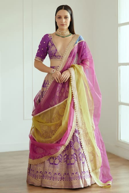 Grey Woven Banarasi Silk Lehenga Choli With Dupatta Most Loved Styles  2042LG05