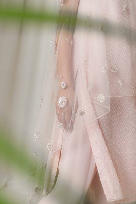 Shop Lavanya Ahuja Pink Net, Georgette Round Draped Kurta And Pant Set Online at Aza Fashions Shop_Lavanya Ahuja_Pink Net, Georgette Round Draped Kurta And Pant Set_Online_at_Aza_Fashions