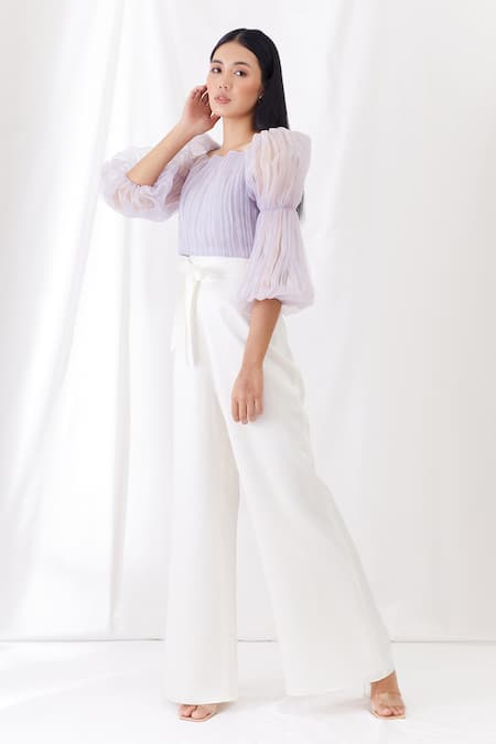 Lavanya Ahuja Purple Silk Organza Square Neck Crop Top Online at Aza Fashions Lavanya Ahuja_Purple Silk Organza Square Neck Crop Top _Online_at_Aza_Fashions