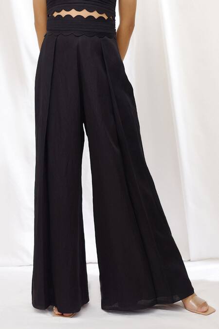 Buy_Lavanya Ahuja_Black Linen Square Neck Pant Set _Online_at_Aza_Fashions