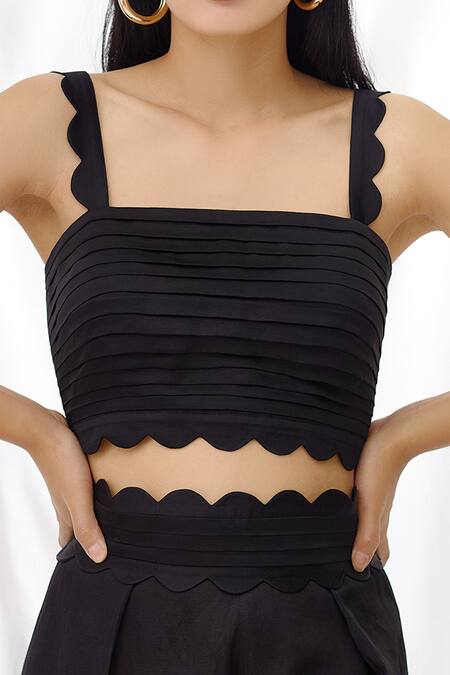 Shop_Lavanya Ahuja_Black Linen Square Neck Pant Set _Online_at_Aza_Fashions