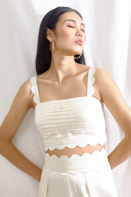 Buy_Lavanya Ahuja_White Linen Square Neck Pant Set _Online_at_Aza_Fashions