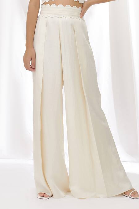 Shop_Lavanya Ahuja_White Linen Square Neck Pant Set _Online_at_Aza_Fashions