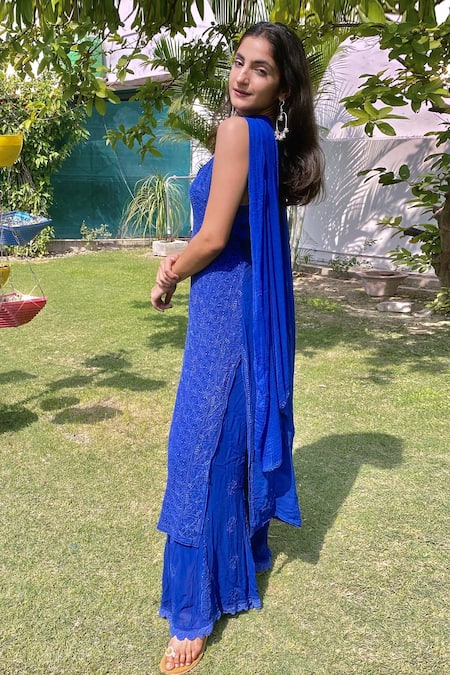 LABEL AISHWARYRIKA Chikankari Strappy Kurta 