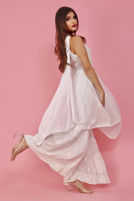 LABEL AISHWARYRIKA Mehr Chikankari Kurta & Sharara Set 