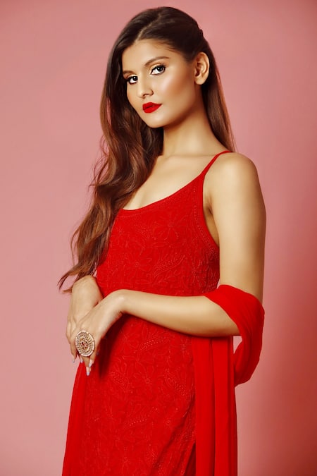 LABEL AISHWARYRIKA Jolly Chikankari Kurta & Palazzo Pant Set 