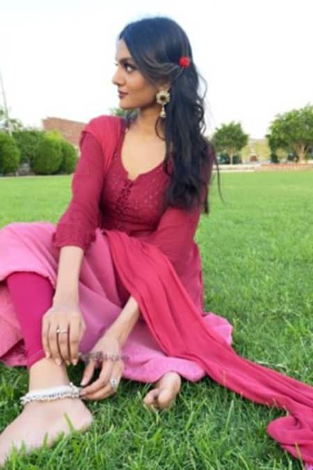 LABEL AISHWARYRIKA Georgette Chikankari Anarkali  