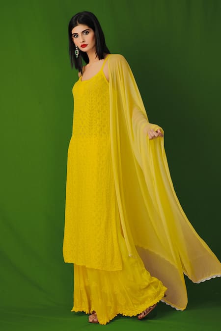Label Aishwaryrika Georgette Chikankari Kurta 