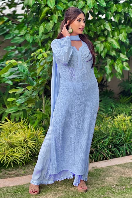 LABEL AISHWARYRIKA Chikankari Kurta Sharara Set 