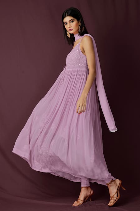 LABEL AISHWARYRIKA Georgette Chikankari Anarkali Set 