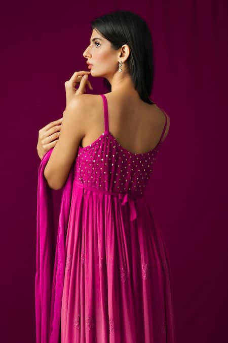 LABEL AISHWARYRIKA Georgette Chikankari Anarkali Set 